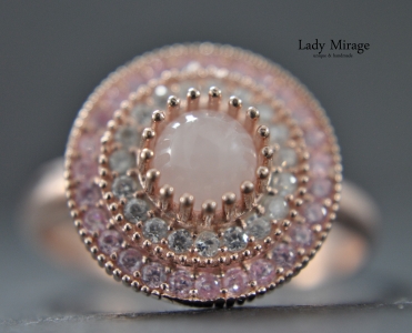 Silberring 925 - Rosenquarz Edelstein - Roségold - Verstellbar - Kristall Schmuck - Brautschmuck - Zirkonia - Handmade Gift Ideas - Rings